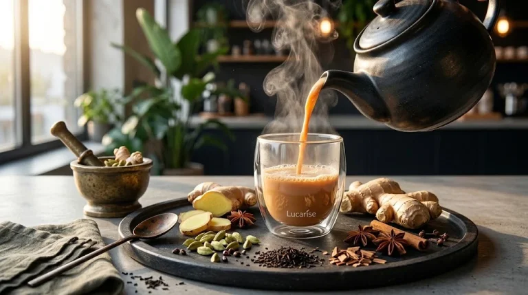 Karak tea with ginger and cardamom