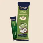 Lucarise Coconut Matcha Latte 14 g sachet with a separate 1 g stevia sachet