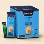 Lucarise 2 in 1 Coffee Mix box: 10 coffee mix sachets and 10 stevia sweetener sachets