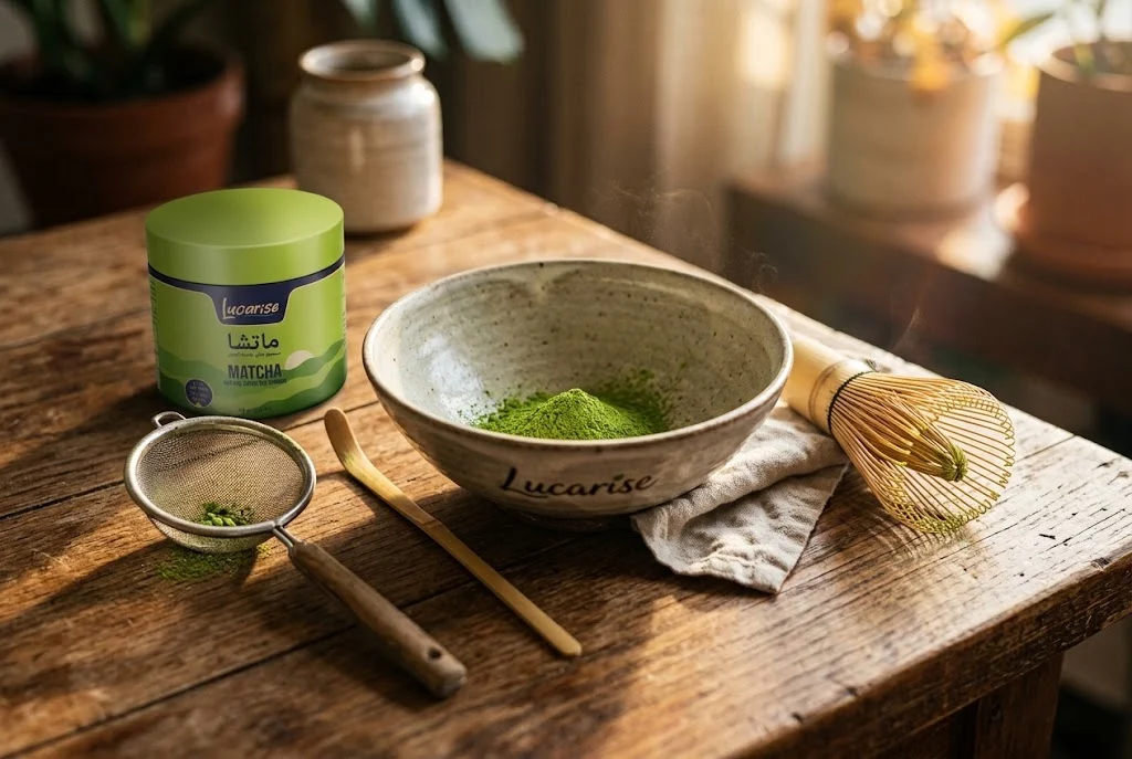 Matcha tools: whisk, bowl and scoop