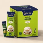 Lucarise Pistachio Cappuccino box: 10 cappuccino sachets and 10 pistachio topping sachets