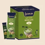 Lucarise Pistachio Matcha Latte box with pistachio topping sachets