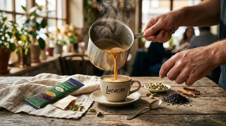 Pouring karak tea
