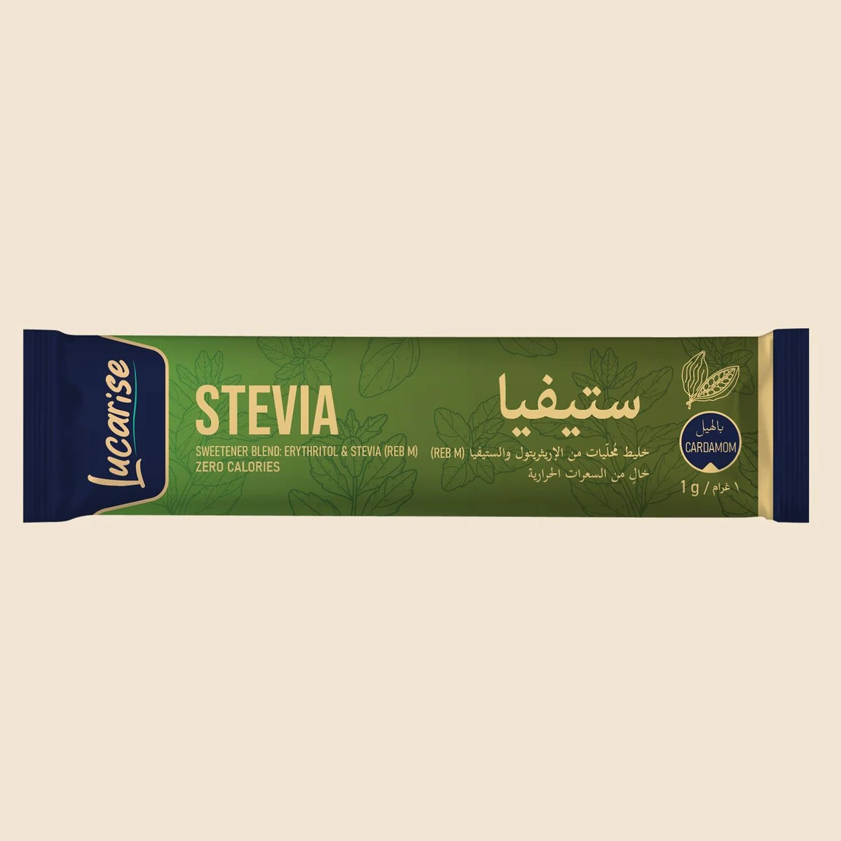 Lucarise Stevia Reb-M Sweetener Cardamom sachet, 1 g, zero calories