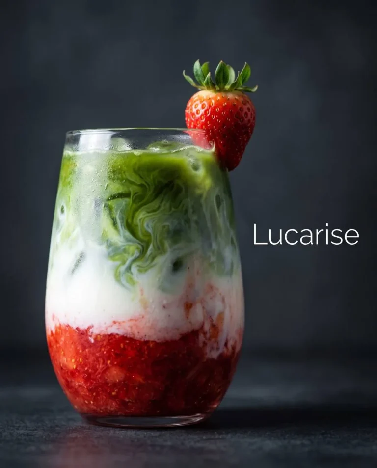Strawberry matcha latte layers