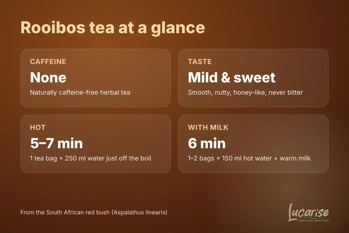 Rooibos tea at a glance: caffeine-free, low in tannins, mild and naturally sweet, how to brew it