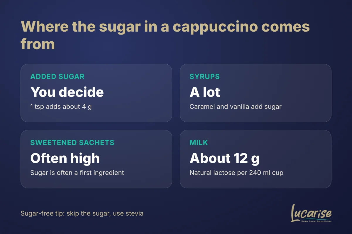 Sugar-free cappuccino: where the sugar in a cappuccino comes from and how to avoid it
